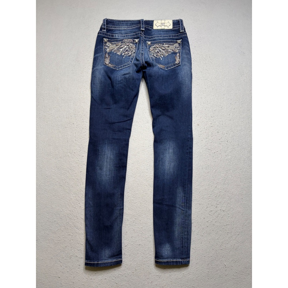 Miss Me Signature Skinny Jeans‎ Women 25 Blue JE8612S3R Sequin Wing Embellished